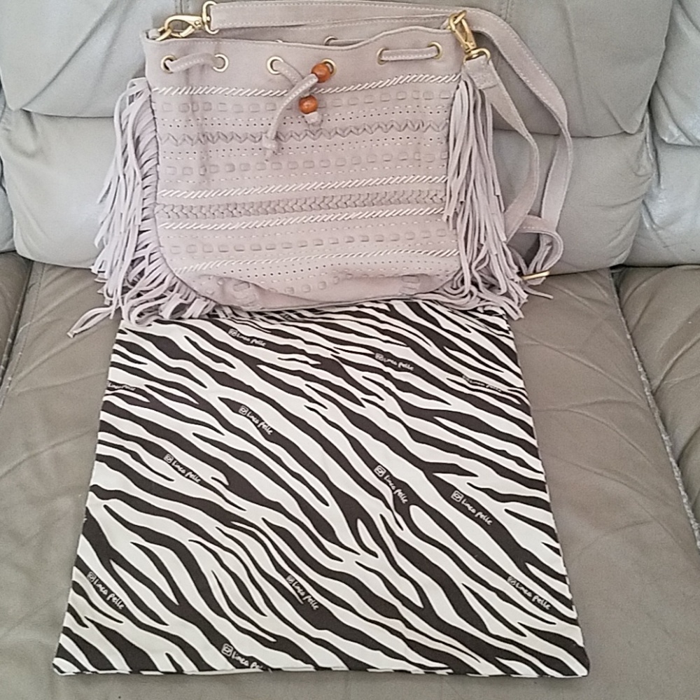 Linea Pelle Creme Suede Fringe Bag